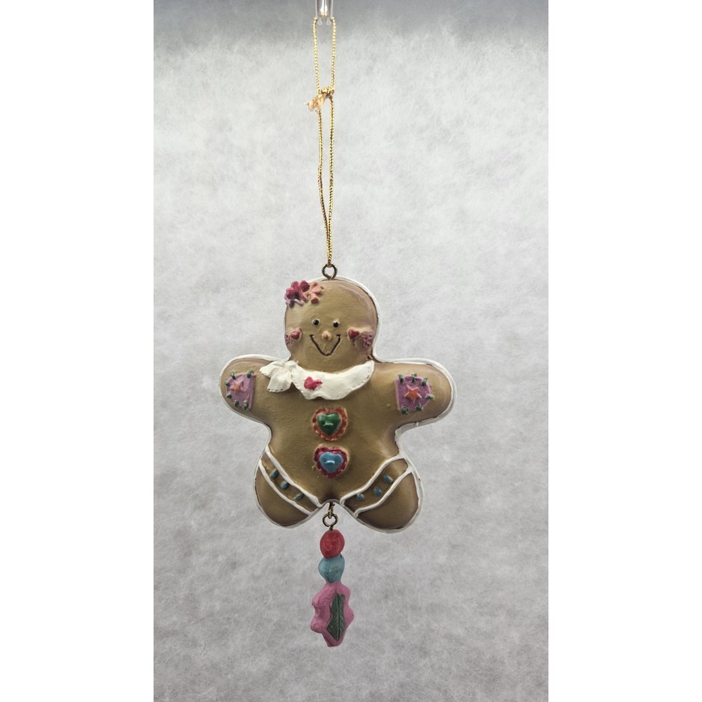 Resin Gingerbread‎ Cookie Christmas Ornament Patchwork White Scarf Hanging Charm